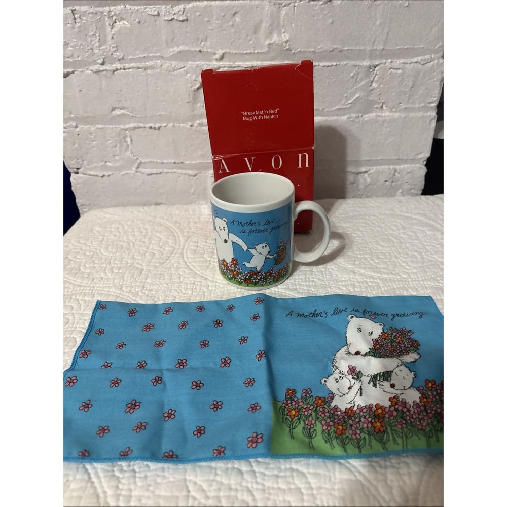 Avon Mother's Love Breakfast‎ 'n Bed Ceramic Coffee Mug with Matching Napkin